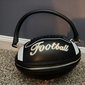 Black and White Football-Shaped Handbag